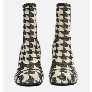 Marni - Jacquard Lurex Ankle Boots in Black/Cream - 38.5 - NWT